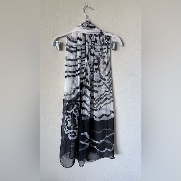 Authentic Marina D'este Black White Scarf Zebra Silk - Picture 5 of 8